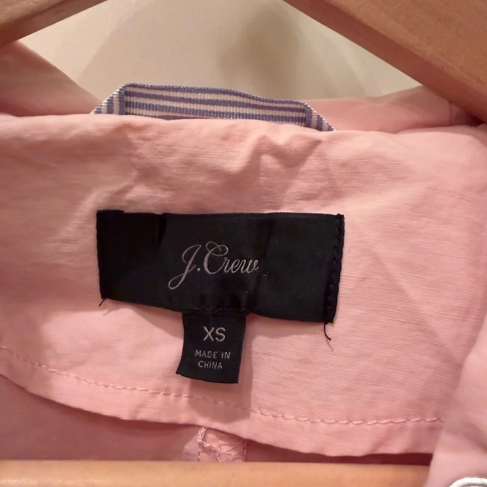 J. Crew Pink Lightweight Jacket Raincoat Hood Size XS